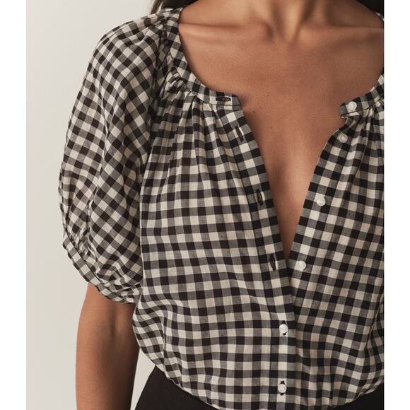 DOEN June Top Noir Greta Gingham - M - Picture 2 of 6